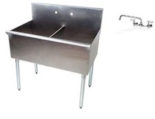 Commercial Two Compartment Sink 48.5" Stainless Steel Kitchen Utility Sink NSF