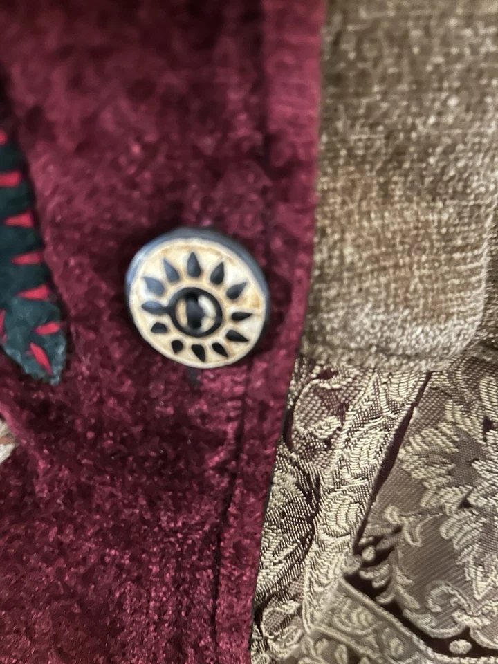 Винтажный женщин индиго Moon лоскутное одеяло куртка 2 X богемное искусство бархата золото спин круг - Изображение 2 из 4