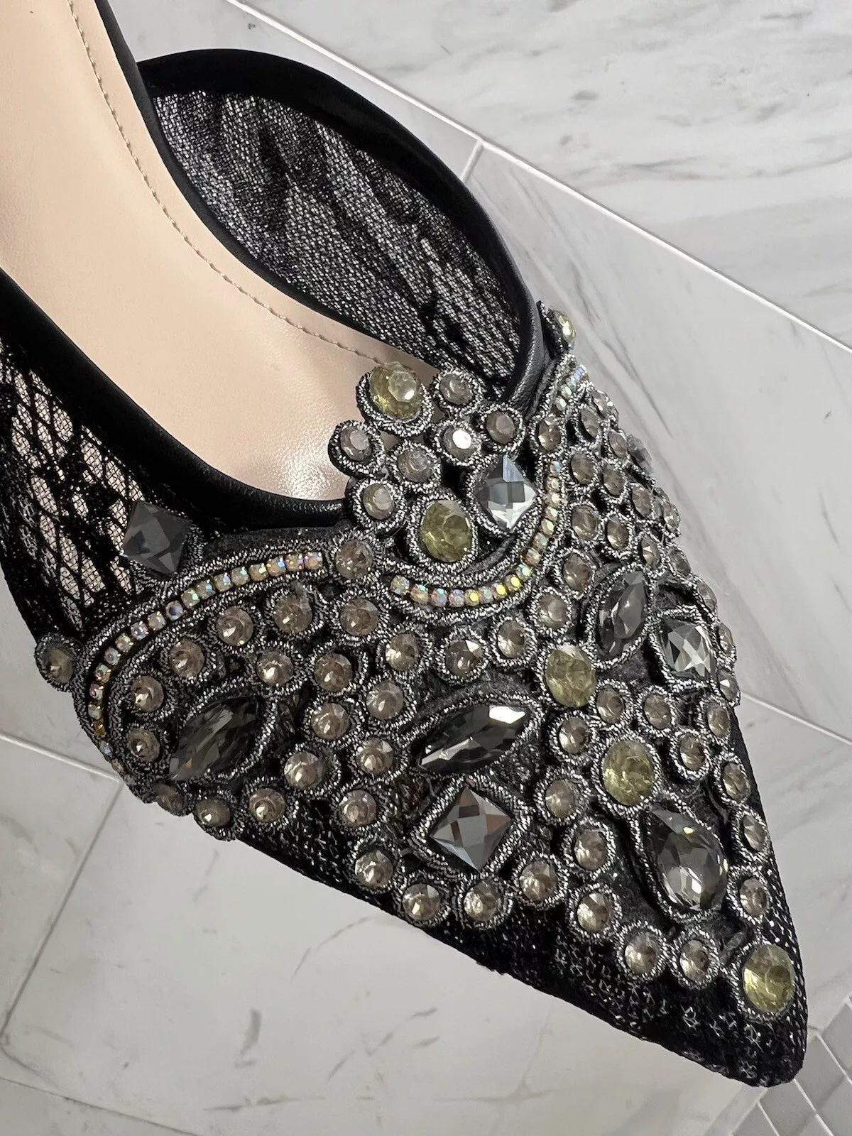 Mocassins à enfiler femmes strass à bout pointu orteils plats bling États Unis 7,5 M
