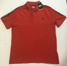 DKNY Men's Regular Fit Short Sleeve Polo Shirt Red Large NWT