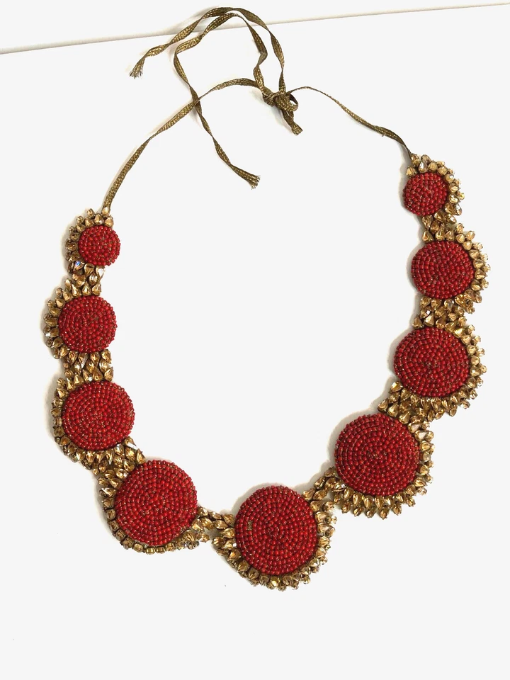 Showstopper! Ожерелье с оранжевыми/красными бусинами и янтарными кристаллами Vera Wang Haute Couture - Изображение 2 из 4