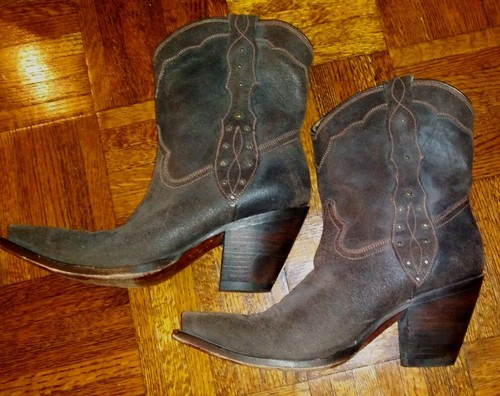 Charlie 1 Horse Lucchese Boots Womens 10 B Brown Suede Artisan Crafted Snip Toe - Picture 6 of 11
