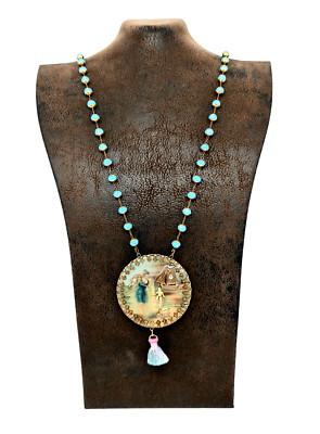 Beautiful Necklace With 3D Pendant  With Crystals  By Michal Negrin Unique.