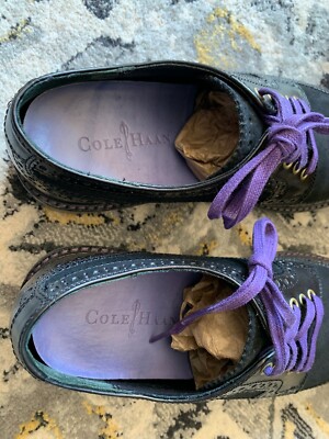 *Cole Haan | Cooper Square Wingtip Brogues Black with Purple Lace C11067 Size 10 Mint Mens Cole Haan Cooper Square Wingtip - Black Suede  main image 3