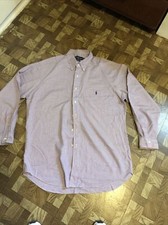 Ralph Lauren Polo Yarmouth Mens Purple/white Checkered Dress Shirt 17 34/35