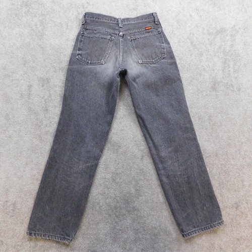 Vintage Rustler Jeans Kids 14 Black Denim USA Made 90s y2k Riding Cowboy STAIN - Picture 2 of 10