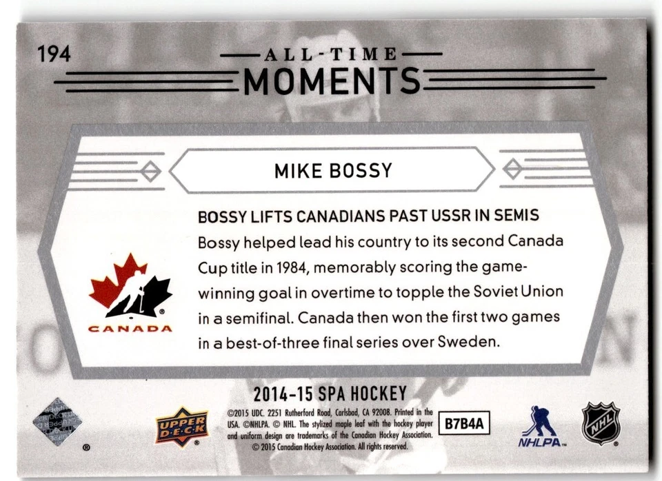 2014-15 SP Authentic Moments Mike Bossy #194 Canada - Image 2 of 2
