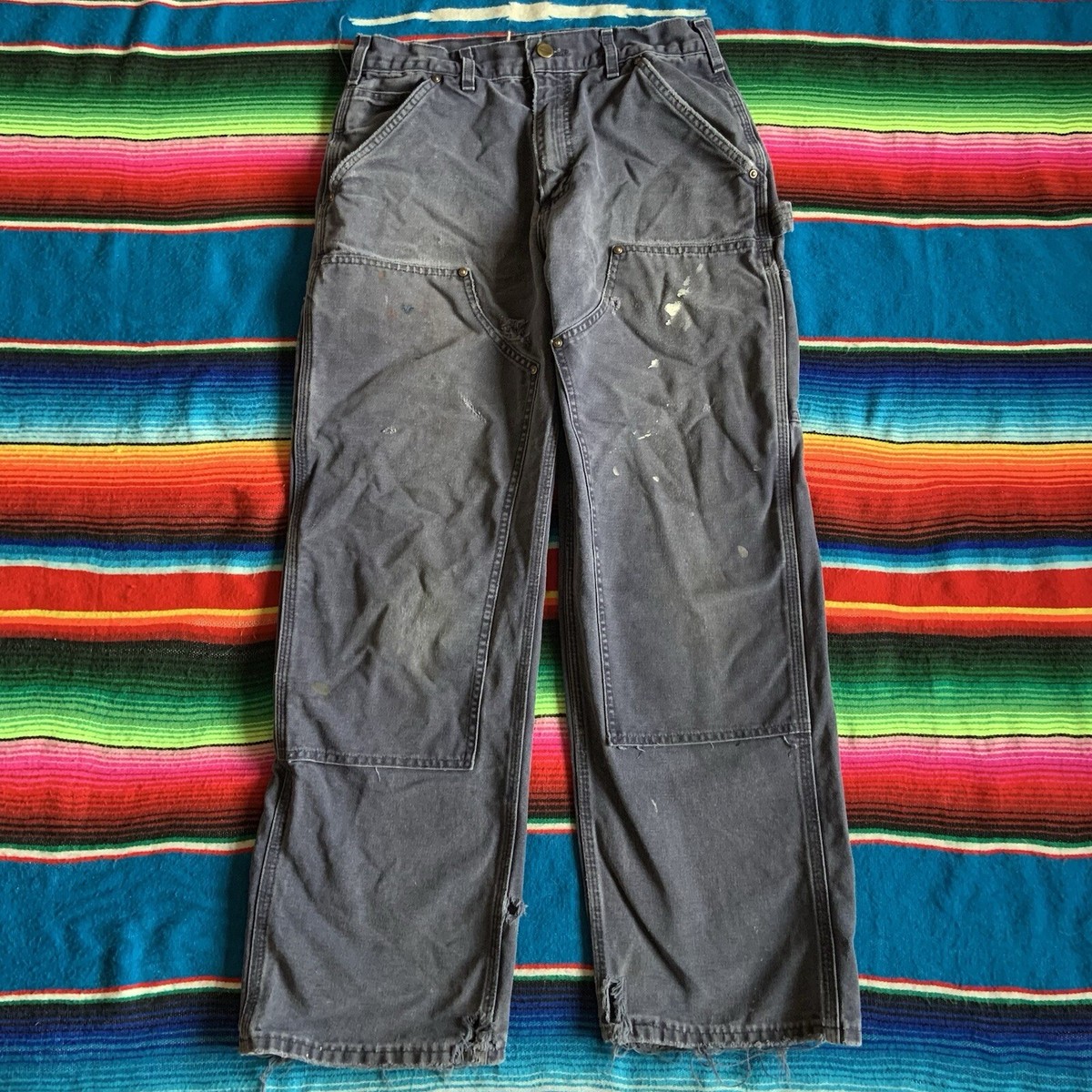 Vintage Carhartt Double Knee Pants B136 MDT Navy Blue 30x30 Vintage Carhartt Double Knee Pants B136 MDT Navy Blue 30x30