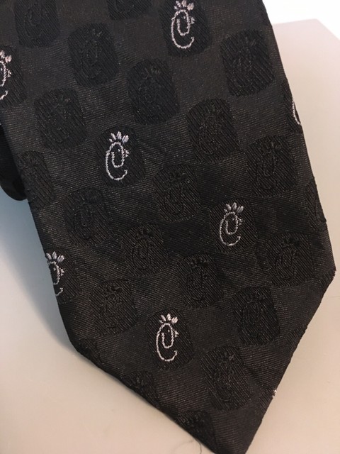 Chick fil A Black Silk Neck Tie Chicken Logo Subtle Nice EBay
