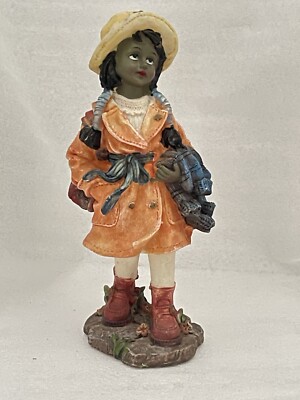 Vintage Adorable. African American Girl In Rain Coat & Galoshes Figurine 8x3.5''