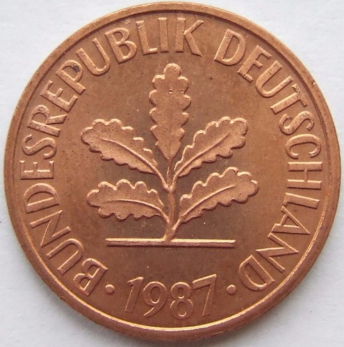 Münze Bundesrepublik Deutschland 2 Pfennig 1987 G in Stempelglanz - Picture 2 of 2