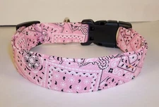 Baby Pink Bandana Terri's Dog Collar handmade adjustable charming western fabric
