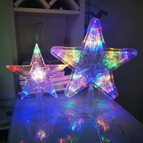 LED Tree Topper Star Christmas Decorations Top Xmas Star Light Up Glitter Gift - Picture 3 of 23