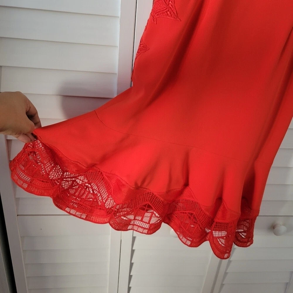 Abito midi Jonathan Simkhai rosso pizzo donna 2 cocktail San Valentino sexy femminile