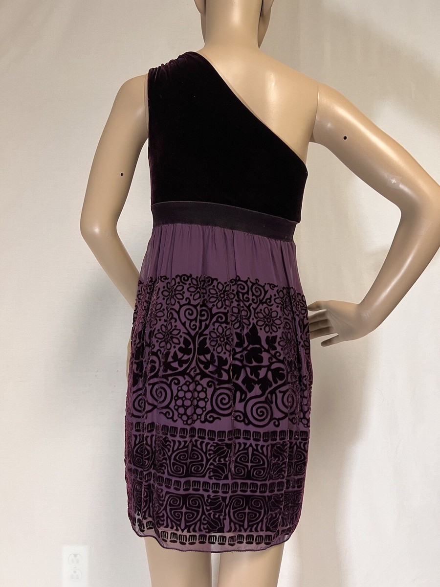 Chelsea&Violet Women's Dress, Embroidered Velvet,One Shoulder, Purple, Size  XS | eBay