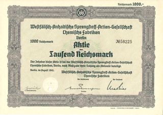 Westfälisch Anhaltische Sprengstoff AG Chemische Fabriken Berlin 1000 RM 1941