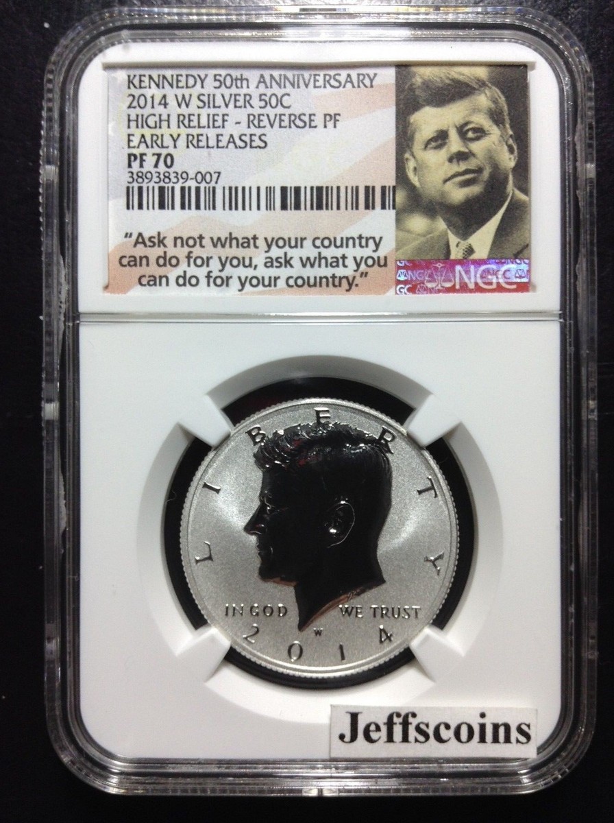 2014 W Silver Reverse Proof Kennedy Half NGC PF70 IN HAND 50th