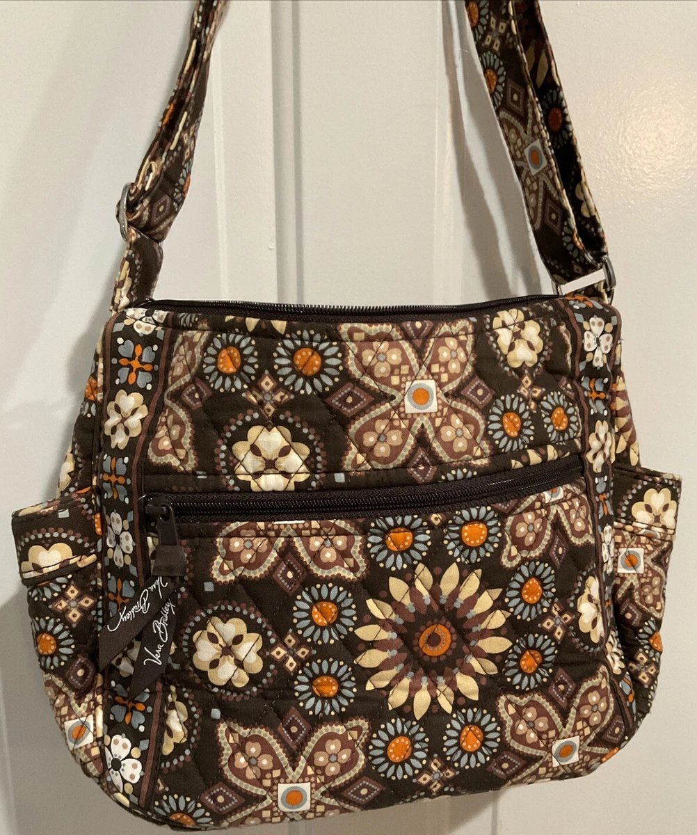 Vera Bradley Brown Orange Blue Floral Pattern Shoulder Crossbody