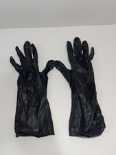 Vintage VTG Black Leather Ladies Unisex Gloves Sz 7.5 Made in USA lined Union