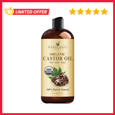 Premium Organic Castor Oil 100% Pure and Hexane-Free Cold-Pressed Beauty 16 fl.