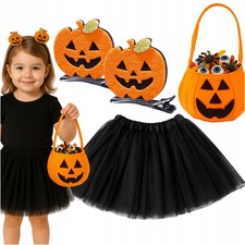 3teiliges Halloween Set Tutu Rock Haarspangen Sigkeiten Tasche fr