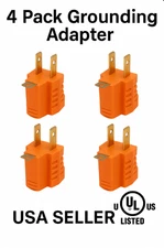 4 Pack Grounding Adapter 2-Prong to 3-Prong UL Listed