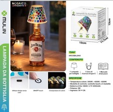 Lampada da Bottiglia LED in Mosaico Artigianale Ricaricabile Touch 3 Luci USB-C