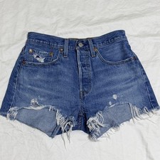 Levi's 501 Cutoff Denim Shorts Women's 26 Distressed Festival Rodeo