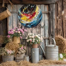 2D Flat,1pc Modern Abstract Round Metal Wall Art - 8x8 Inch Weather-Resistant Al