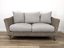 SOFA 2 Seater M&S Curvy Kubu Rattan Light Grey Removable Cushions FREE DELIVERY