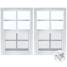 12" x 18" Shed Window, 2 Pack White Flush Mount Household Windows with Temper...