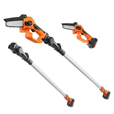 VEVOR 2-in-1 Cordless Pole Saw & Mini Chainsaw, 20V 2Ah Battery Pole Chainsaw, 5