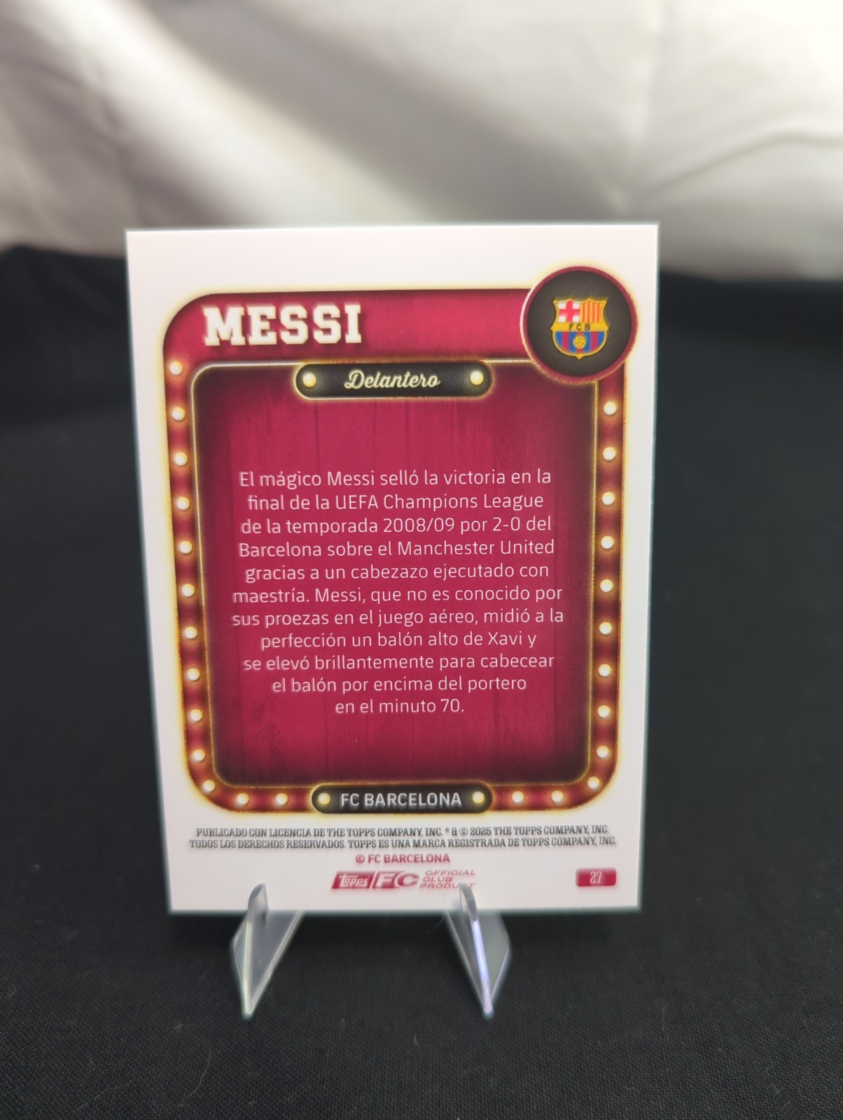 Topps 2025 Messi FC Barcelona #27 UEFA Champions League Soccer Card view 6
