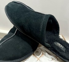 UGG Women's Pearle SlipOn Slipper Black Suede Fur Lined Plush Sz 9