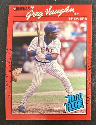 1990 Donruss Greg Vaughn Baseball Rookie Card (RC) #37 Brewers OF