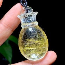 50 28 22MM Top Natural Rutilated quartz crystal mineral specimen Reiki Pendant