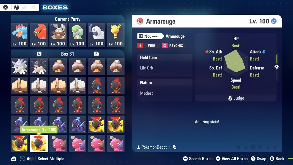Armarouge Shiny or Non 6 IV Pokémon Legends Z-A Armarouge Shiny or Non 6 IV Pokémon Legends Z-A