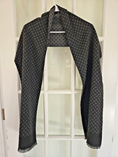 Unisex Scarf Winter Shawl Black  Grey 72" Long 12" Wide