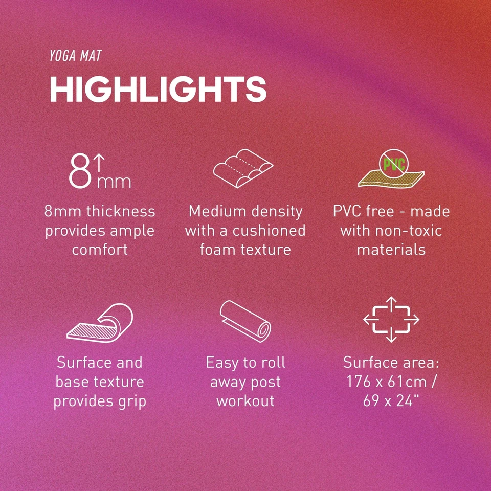 Estera de Yoga Adidas - Respetuosa con el Medio Ambiente - Antideslizante, Superficie Texturizada Duradera, 8mm 8mm Foto 3 de 4