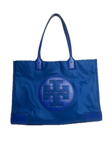 Tory Burch Ella Nylon Large Tote Bag Royal Blue Expandable - (kleine Schramme)