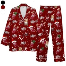 Dr Pepper Women  s Satin Pajama Set, Christmas Sleepwear Gift for Her