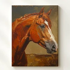 Serene Blaze Horse Canvasintrospective Equine Portrait Wall Art