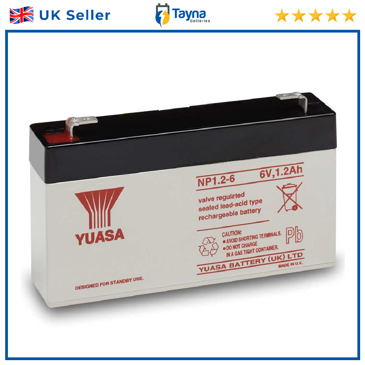 Yuasa NP1.2-6 VRLA/AGM Battery