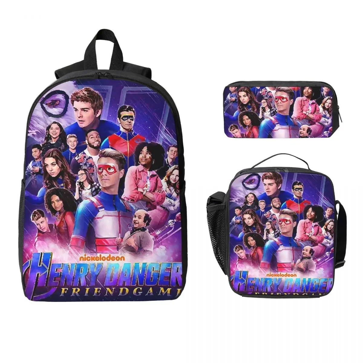Henry Danger Backpack Set, Bookbag, Shoulder Bag, Insulated Lunch Bag, Pencil Case