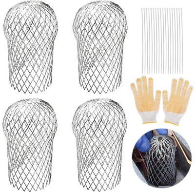 4 Pack Gutter Downspout Guards 3.5 Inch Aluminum Leaf Filter Strainer for Gutter