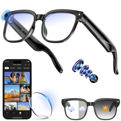 AI Smart Glasses Camera 4K Video Recording Bluetooth Calls Voice Assistant HD