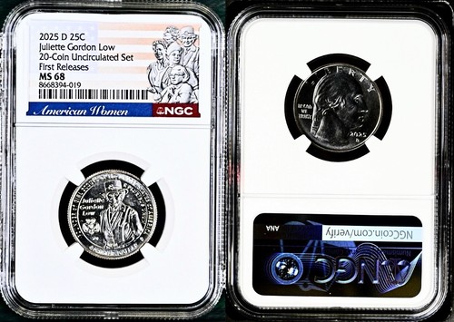 2025 D Juliette Gordon Low 25c NGC MS 68 American Women Quarter FIRST RELEASES - Afbeelding 2 van 3