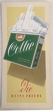 Collie Zigaretten Pappschild 16,5 x 36 cm Werbeschild 50er Jahre Alte Reklame