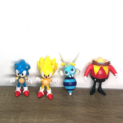 Sonic the Hedgehog Action Figures Lot Super Sonic Buzz Bomber Dr Eggman Jakks 3''