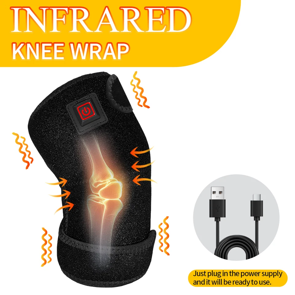 Rodillera térmica infrarroja soporte masajeador USB terapia para aliviar el dolor de artritis Foto 2 de 4